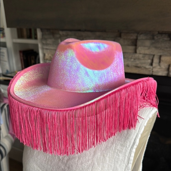 Vibrant Pink Western Hat with Fringe Trim main image 5